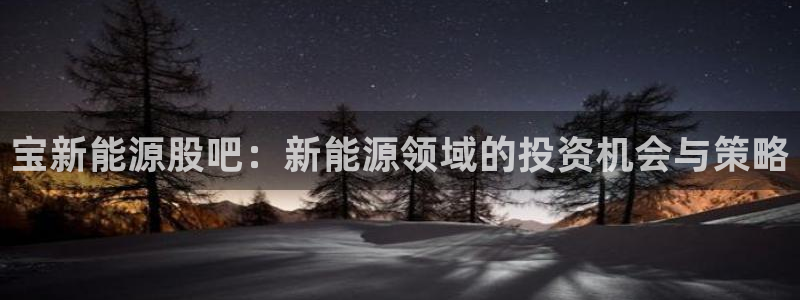 新宝GG朔78778:宝新能源股吧:新能源领域的投资机会与策